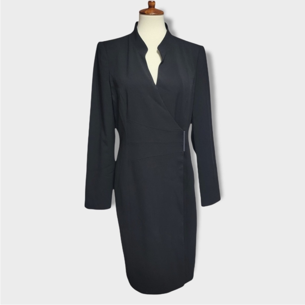 Calvin Klein Lined Wrap Dress Snap Closure Size 14